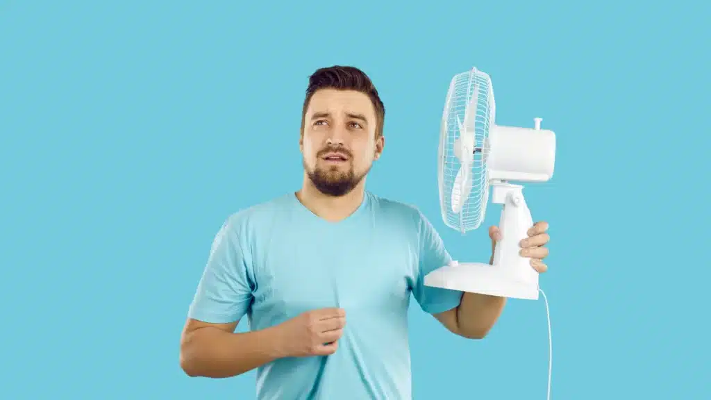 Ideas to Prep Home for Summer 2024: My Top Strategies 5 Man in blue shirt with fan in summer